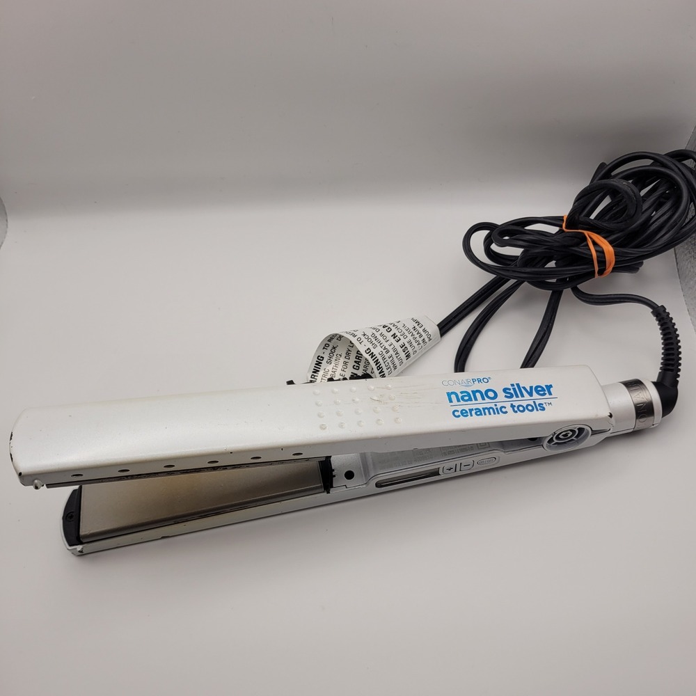 Conair Pro Nano Silver Ceramic Tools Flat Iron Hair Straightener White